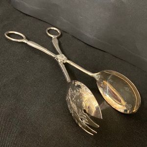 Vintage Leonard Silver Plate Salad Tong
